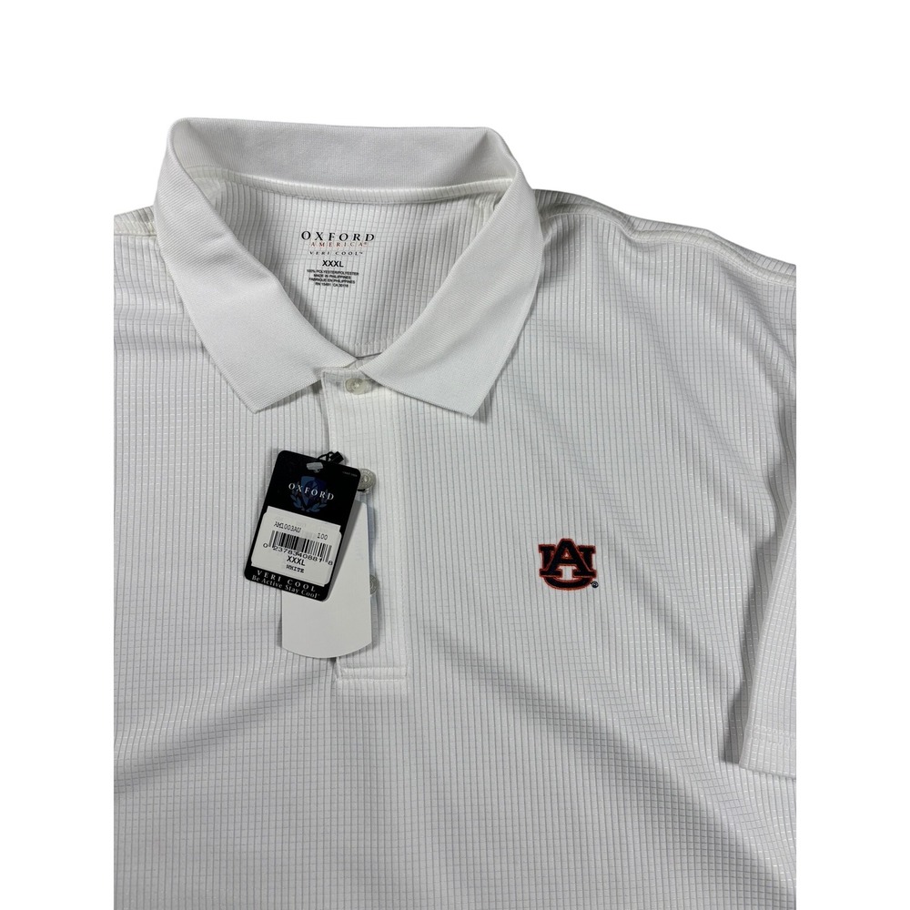 Auburn Tigers Oxford America  Polo Shirt Mens XXXL White Veri Cool AM1003AU NWT